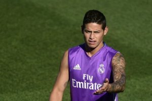 James rodriguez durante un entrenamiento del Real Madrid 2016