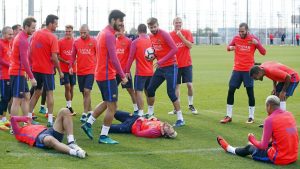 LA MSN: Messi, suarez y neymar por los suelos, buen ambiente en el entrenamiento DEL BARCELONA