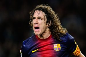 Carles Puyol con el Barcelona gritando
