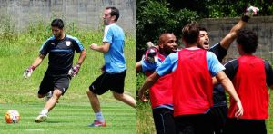 luis suarez de arquero con la seleccion de uruguay