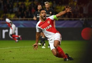 Falcao celebra un gol con el Mónaco en Champions League