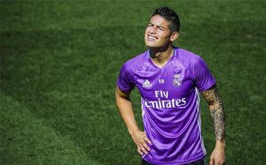 James Rodriguez durante un entrenamiento del real madrid