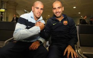 Valdés y Pep en el Barca