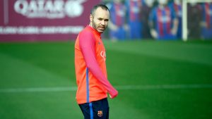 Andrés Iniesta entrenando con Barcelona