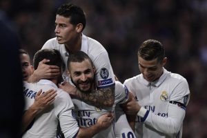 James Rodríguez con el Real Madrid celebrando un gol