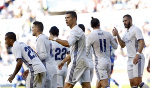 Real Madrid celebrando un gol de Cristiano Ronaldo