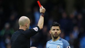 roja para aguero manchester city premier league
