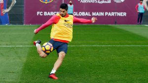 Luis Suárez entrenando con Barcelona