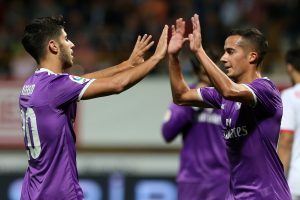 marco asensio celebra un golazo con el real madrid a lo gareth bale