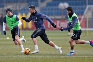 Cristiano Ronaldo entrenando con el Real Madrid