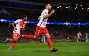 Falcao celebrando un gol en Champions League