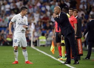 James y Zidane en el Bernabéu