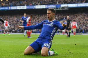 Eden Hazard celebrando con el Chelsea