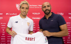 Nasri y Monchi en el Sevilla