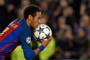 Neymar con el Barcelona en la Champions League