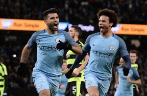 sergio aguero y leroy sané manchester city
