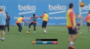 caño neymar a pique entreno barcelona