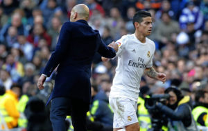 Zidane y James en el Bernabéu