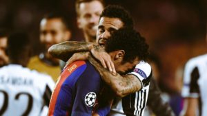 ¡Dani Alves & Neymar! ❤ abrazo barcelona juventus champions league