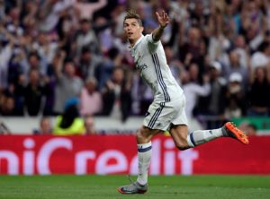 Ronaldo celebrando un gol en Champions League
