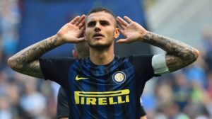 mauro icardi celebra un gol con el inter