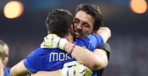 Morata y Buffon con la Juve