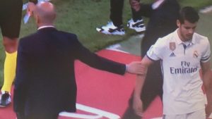 El enfado de Morata con Zidane al ser sustituido