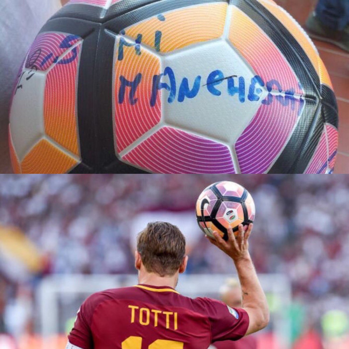 "Te extrañaré". Lo que escribió Francesco Totti en el último balón que tocó como profesional. ?
