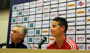 Ancelotti y James en conferencia de prensa