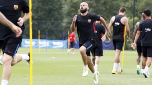 Javier Mascherano entrenando con Barcelona