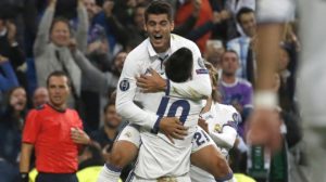 Morata con James en el Bernabéu