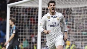 alvaro morata celebra un gol con el real madrid