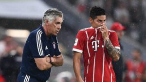 James Rodríguez y Carlo Ancelotti