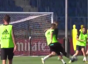 golazo de cr7 en entrenamiento del real madrid