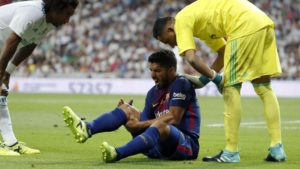Súarez al momento de la lesión
