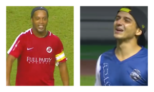 En costa rica, Hincha saltó al campo de juego para abrazar a Ronaldinho pero no lo encontró