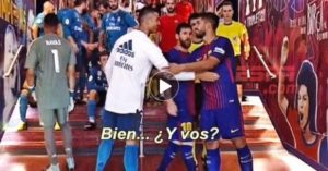 El no muy cálido saludo de Cristiano a Leo Messi
