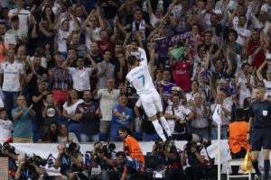 Cristiano Ronaldo celebrando con el Real Madrid