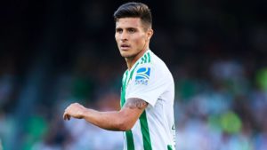 El delantero colombiano pastuso Juan José Narvaez, jugador del real betis y ex jugador del real madrid castilla