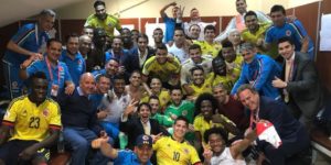 Colombia festejando la clasificación a Rusia 2018