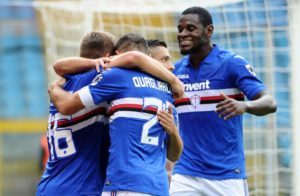 duvan zapata celebra un gol con la sampdoria en serie A