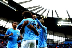 celebración gol del manchester city en champions league