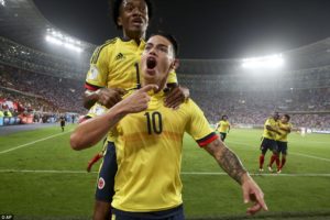 celebración de la selección colombia tras clasificar a rusia 2018