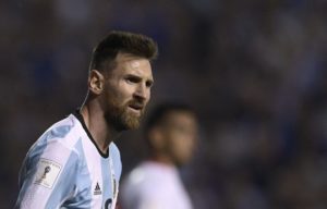 Leo messi en un partido con la seleccion argentina