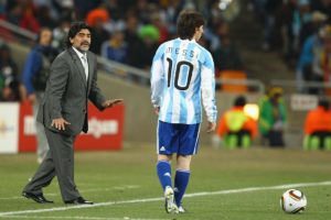 Messi y Maradona en 2010