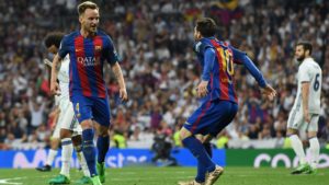Rakitic y Messi en el Bernabéu