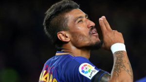 paulinho celebra un gol con el barcelona