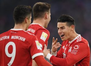 James con el Bayern y Lewandowski