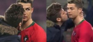 un aficionado besa a cristiano ronaldo