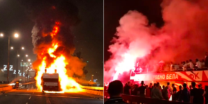 estrella roja bus incendiado